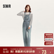 森馬史努比IP牛仔褲女闊腿褲春秋背帶褲休閑可愛(ài)109524124007