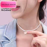 VAN CRUDE ANNORARoyal sasa莎莎桃子項(xiàng)鏈鎖骨鏈女925銀珍珠水蜜桃粉色清新甜美少 美少女小眾
