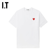 PLAY COMME DES GARCONS CDG IT 2024新款川久保玲情侶愛(ài)心logo裝飾短袖T恤 WHX/白色 XXS