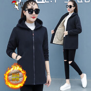 啄木鳥(niǎo)品牌好棉衛衣短外套女春秋2025年春季新款女裝春裝中年上衣加絨 深藍色(好棉)雙層17 加絨 -70# M  適合80-100斤