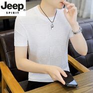 JEEP SPIRIT吉普20251夏季新款男士冰絲短袖T恤衫潮流休閑速干半袖體恤歐版打 1030白色 M