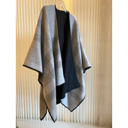 PEAVEY 英倫格子羊糕絨羊毛斗篷雙面超大披肩圍巾加厚保暖秋冬季百搭女 黑灰