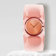 三宅一生三宅一生粉表盤(pán)透明表帶手鐲式手表吉岡德仁 SILAW003