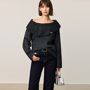 LILY夢(mèng)露針織新年紅色毛衣氣質(zhì)一字領(lǐng)針織衫上衣秋冬新款女裝 509深灰 L