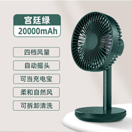 索伯 SOBE 小風(fēng)扇USB可充電風(fēng)扇迷你風(fēng)扇學(xué)生宿舍辦公室自動(dòng)搖頭桌面風(fēng)扇便攜式小型風(fēng)扇伸縮風(fēng)扇 宮廷綠【自動(dòng)搖頭+四檔調節+20000毫安】