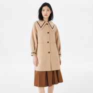 VEROMODA七夕禮物毛呢大衣女2023新款H版型學(xué)院風(fēng)中長(zhǎng)款 C13淺卡其色加花色-追單1 XS