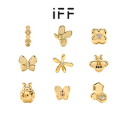 IFF珠寶18K金耳釘蜜蜂蝴蝶彩耳飾au750耳環(huán)女養耳洞新款小眾設計禮物 18K金七星瓢蟲(chóng)耳釘（單只）