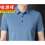 恒源祥春秋短袖t恤男士冰.絲大碼真絲青中年polo衣衫男商務(wù)春秋款 藍(lán)色【只剩下18件】 165/84A建議95-115斤
