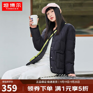 坦博爾羽絨服女短款翻領(lǐng)韓版寬松女士燈芯絨外套TD236266 黑色 165 