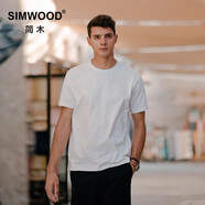 SIMWOOD/簡(jiǎn)木男裝【合體版型】220g四季可穿sorona打底短袖T恤SN110220 白色 2XL建議156-170斤