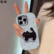噠尚波點貓咪支架適用蘋果13手機殼15PLUS橢圓硅膠SE2可愛卡通XR軟套14Pro女款7全包防摔8 【藍底波點貓咪支架】軟殼 蘋果7PLUS/8PLUS