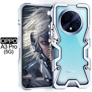 龍豈 OPPOA3Pro手機殼金屬邊框OPPO a3Pro保護套新款全包邊散熱戶外殼PJY110防摔鋁合金定制男新品縷空 OPPO A3 Pro 金屬邊框式-機械臂：銀色