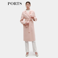 PORTS寶姿秋季新款女裝甜美櫻粉長袖中長毛呢大衣ALD9C003QZW025 黏土粉（胸針隨機贈送） XS 2