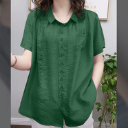傳祺威登加肥加大洋氣胖媽媽夏裝上衣襯衫夏季新款大碼女裝寬松版遮肉 綠色 6XL170190斤
