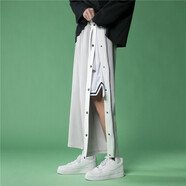 佐優(yōu)品秋冬季寬松直筒全開(kāi)排扣褲子男九分闊腿運動(dòng)衛褲籃球褲休閑長(cháng)褲 WG-W10灰色全開(kāi)束腳款 XL
