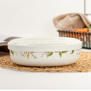 金嵐玉唐山骨瓷7英寸深窩盤(pán)帶瓷蓋湯盤(pán)帶蓋盤(pán)子陶瓷蓋微波爐菜盤(pán)瓷蓋盤(pán) 香榭麗舍-窩碗+蓋子 1個(gè) 7英寸