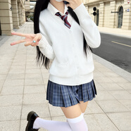 木村叔木村叔jk制服棕色開衫毛衣女生春秋季學(xué)院風(fēng)女學(xué)生百搭針織衫上衣 月奈女款米白色開衫毛衣 XS