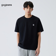 gxg.jeans男裝短袖T恤男230g重磅t恤2024年夏季新款基礎(chǔ)圓領(lǐng)打底衫體恤 黑色-Y 185/XXL