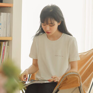 米度麗孕婦T恤孕裝上衣夏夏季短袖T恤中長(zhǎng)款寬松韓版夏裝 哺乳款-米白色 L碼（建議100-140斤左右）