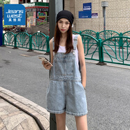 真維斯（Jeanswest）女裝2025春季薄款寬松減齡長褲時尚女士韓版牛仔背帶褲KP 淺藍(lán)色8510 S 155/66A