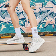 喬丹（QIAODAN）潮流板鞋休閑鞋女2025冬季透氣厚底增高運動(dòng)鞋KM22240520 淡灰/樺白色 37.5