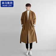 棉致風(fēng)衣外套秋冬季風(fēng)衣男中長款韓版大衣呢加厚保暖外套 咖啡色長款 3XL （160-180斤）