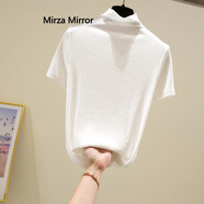 Mirza Mirror半高領(lǐng)短袖打底衫女t恤春秋百搭氣質(zhì)新疆棉針織內搭上衣 白色 S