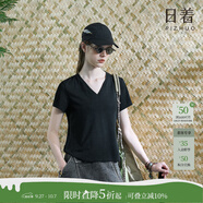 日著原創(chuàng)設計不規(guī)則下擺短袖棉t恤2025夏季新款顯瘦百搭上衣女 秘境黑 修身款建議拍大一碼 2XL