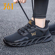 361°男鞋運(yùn)動(dòng)鞋男跑步鞋夏季361度男休閑鞋大碼網(wǎng)鞋軟底旅游鞋子 曜石黑/皇冠金2261 44