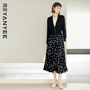 顏域時(shí)尚波點(diǎn)顯瘦半身裙女2024早秋氣質(zhì)中長(cháng)款高腰裙子 黑白點(diǎn) XXL/44