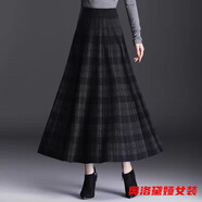 奧洛黛婭新款半身裙女中長(zhǎng)款秋冬高腰復(fù)古a字裙子長(zhǎng)裙半身裙款裙子 黑色格子 加厚 M 建議105斤內(nèi)