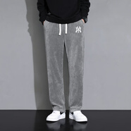PHIELIERPS官方潮牌休閑褲男女同款秋冬寬松大碼潮爆百搭運動(dòng)衛褲長(cháng)褲子 珍珠灰（NE01） M（體重85-110斤）