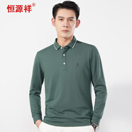 恒源祥長(zhǎng)袖T恤男春秋男士翻領(lǐng)棉t恤衫父親節(jié)禮物灰綠 175