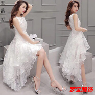 事思宴會(huì )晚禮服裙女平時(shí)可穿氣質(zhì)年會(huì )歐根紗禮服蓬蓬燕尾裙中長(cháng)裙超仙 白色 S 80-90斤