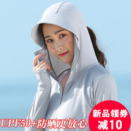邁奧里防曬衣女夏季2023新款冰絲薄款防紫外線透氣大帽檐防曬服衫女外套 2006高級灰 M（適合80-100斤）