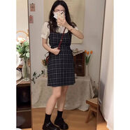 ZTKW生女夏裙長(cháng)款夏季新款日系復古學(xué)院風(fēng)小眾感假兩件連衣裙學(xué)生收腰 假兩件子 【收藏+關(guān)注送小禮物】 S