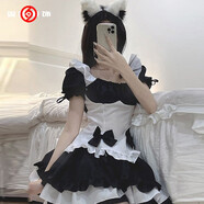 赫搏 2021女仆裝cosplay可愛蘿莉塔cos日系動(dòng)漫男連衣裙餐廳咖啡廳工作服長(zhǎng)裙黑白女傭裝 套裝 03 S(90斤以下)