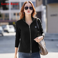LOVER RUCCI衛(wèi)衣女春秋季2025新款拉鏈立領(lǐng)開衫外套薄款洋氣休閑運(yùn)動純棉上衣 黑色 XL 120-130斤