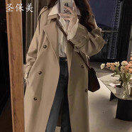 圣保美卡其色風(fēng)衣外套女裝春秋款女士2025新款小個(gè)子韓版秋季大衣中長(zhǎng)款 卡其色風(fēng)衣 M 碼