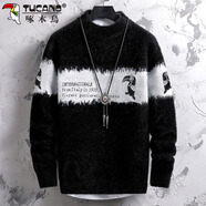 啄木鳥(niǎo)（TUCANO）毛衣男秋冬季加厚保暖針織衫男士潮流半高領(lǐng)毛線(xiàn)衣男裝 黑色 3XL 