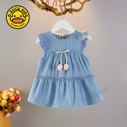 G.duck小黃鴨女童夏季牛仔裙女寶寶洋氣連衣裙0-1歲3小女孩薄款洋氣夏裝 藍色牛仔裙 均碼 85cm