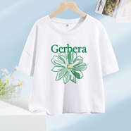 真維斯100%純棉圓領(lǐng)短款短袖T恤女2024年夏季新款休閑簡(jiǎn)約運動(dòng)風(fēng)半袖GX 白-綠色刺繡花 S