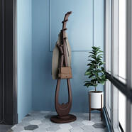 千花現代中式落地實(shí)木落地琵琶形網(wǎng)紅藝術(shù)客廳臥室掛衣架衣帽架PP003 橡膠木-深胡桃色