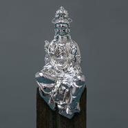 簡(jiǎn)修行大勢至菩薩擺件佛像純黃銅精致小隨身像坐相茶空間裝飾禮品 紫銅銀色款