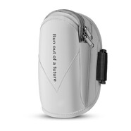 捷如風(fēng) 防水手臂手機包跑步包運動(dòng)健身手機臂包男女馬拉松裝備蘋(píng)果多功能反光手機套腕套手機袋運動(dòng)手臂包 銀灰色（所有手機可用）