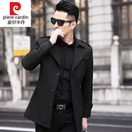 皮爾卡丹（pierre cardin）男風(fēng)衣短款2023春秋季薄款中年休閑男裝風(fēng)衣休閑男外套潮針織 黑色 M 170(適合體重-120斤)