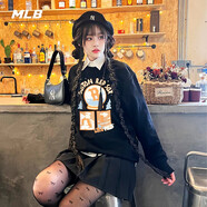 美職棒（MLB）官網(wǎng)男女情侶衛(wèi)衣LIKE系列長袖寬松印花紐約洋基隊NY春秋款套頭衫 波士頓隊/黑色/建議拍大一碼 XS 160/84A