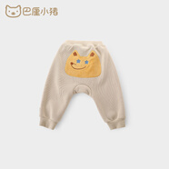 巴厘小豬嬰兒褲子寶寶加絨保暖褲男童休閑哈倫褲女童長褲秋冬 奶油杏 73cm