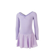 三沙（Sansha）兒童長(cháng)袖裙連體服雪紡V領(lǐng)蕾絲芭蕾舞服練功表演服51AF0002淺紫XL