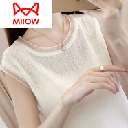 貓人（MiiOW）背心吊帶女夏寬松西裝內搭冰絲無(wú)袖打底白色恤女外穿潮百搭上衣 白色 L